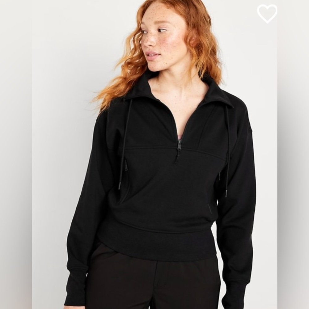 Old Navy quarter zip dynamic fleece sweatshirt,black, women’s medium tall
